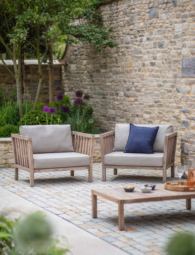 Porthallow Armchair & Table Set - Acacia Wood, Natural