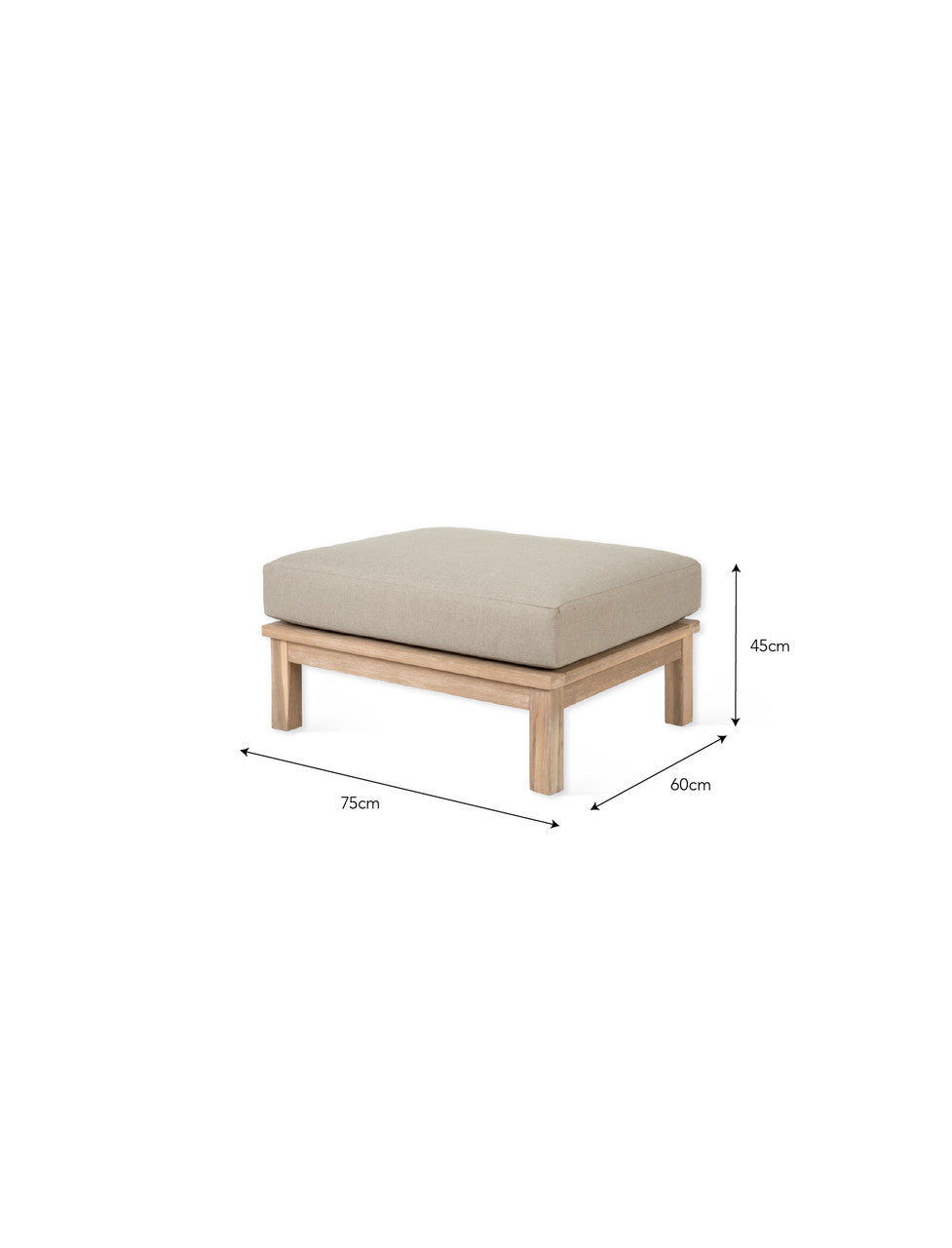Porthallow Ottoman - Acacia Wood, Natural