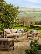 Porthallow 3 Seater Sofa Set - Acacia Wood, Dark Natural