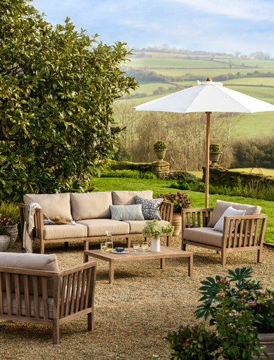 Porthallow 3 Seater Sofa Set - Acacia Wood, Dark Natural