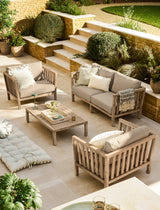Porthallow 2 Seater Sofa Set - Acacia Wood, Natural