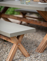 Burford Table & Bench Set - Acacia Wood & Polystone, Natural, Large