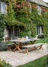 Burford Table & Bench Set - Acacia Wood & Polystone, Natural, Large