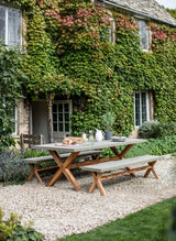 Burford Table & Bench Set - Acacia Wood & Polystone, Natural, Large