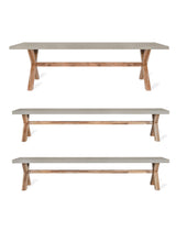 Burford Table & Bench Set - Acacia Wood & Polystone, Natural, Large