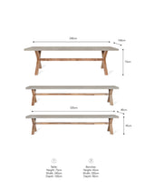 Burford Table & Bench Set - Acacia Wood & Polystone, Natural, Large
