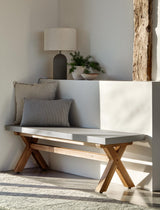 Burford Bench Grey - Acacia Wood & Polystone, Natural, Small