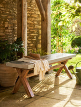 Burford Bench Grey - Acacia Wood & Polystone, Natural, Small