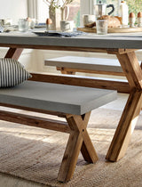Burford Bench Grey - Acacia Wood & Polystone, Natural, Small