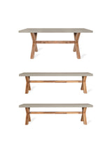 Burford Table & Bench Set - Acacia Wood & Polystone, Natural, Small