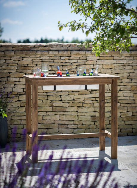 St Mawes Bar Table With Trough 120cm - Teak, Natural