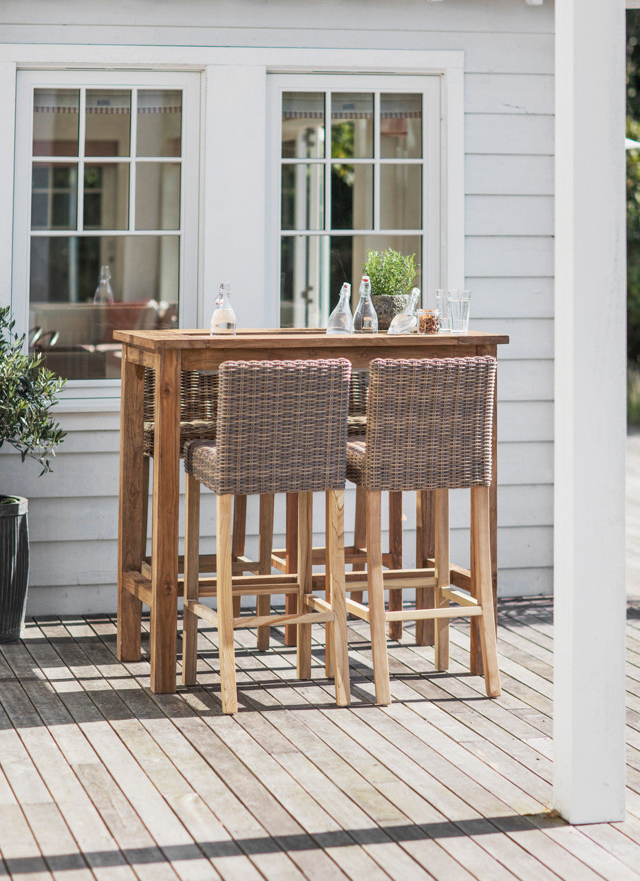 St Mawes Bar Table With Trough 120cm - Teak, Natural