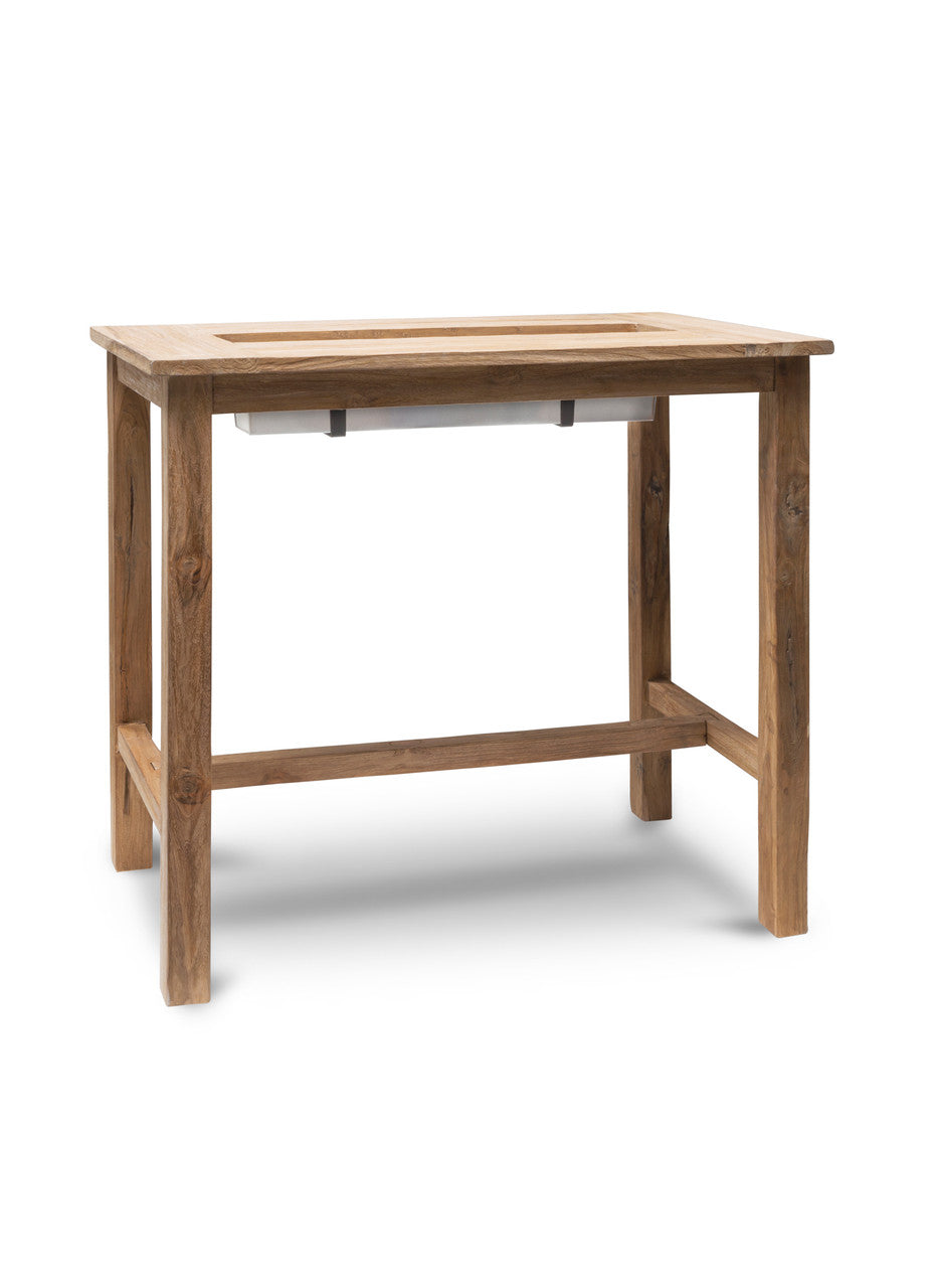 St Mawes Bar Table With Trough 120cm - Teak, Natural