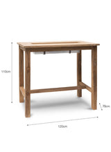 St Mawes Bar Table With Trough 120cm - Teak, Natural