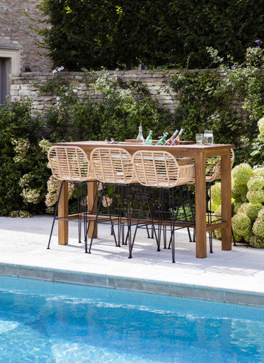 St Mawes Bar Table With Trough 180cm - Teak, Natural