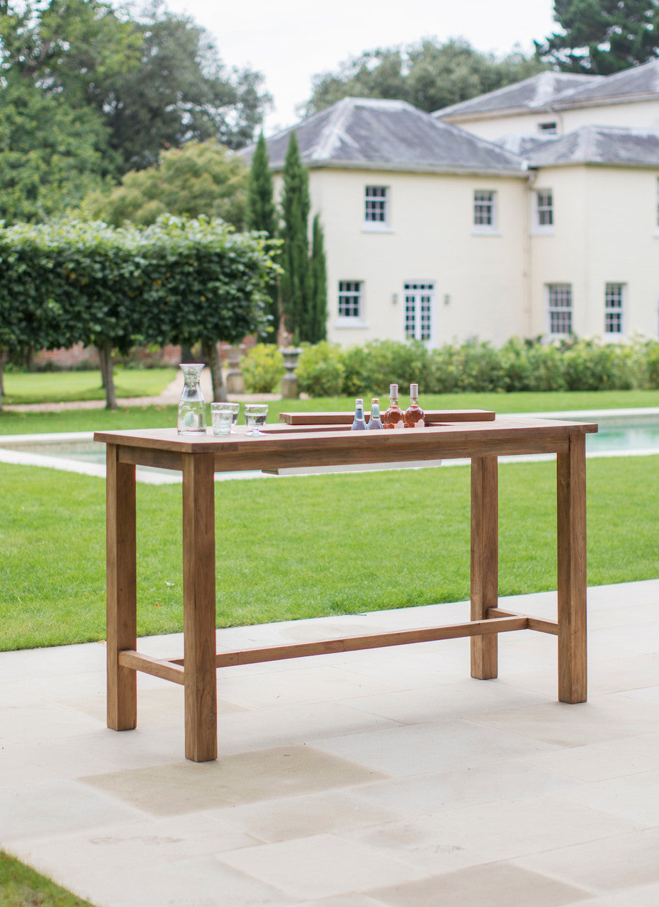 St Mawes Bar Table With Trough 180cm - Teak, Natural