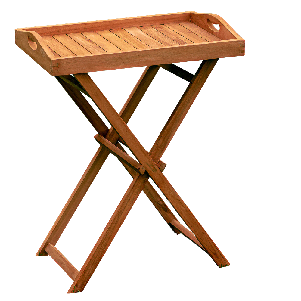 Hidcote Teak Butlers Curved Tray & Folding Stand