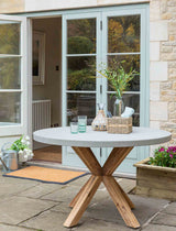 Burford Round Dining Table 120cm - Acacia Wood & Polystone, Grey