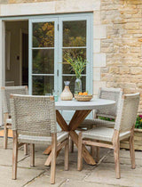 Burford Round Dining Table 120cm - Acacia Wood & Polystone, Grey