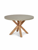 Burford Round Dining Table 120cm - Acacia Wood & Polystone, Grey