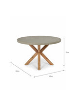 Burford Round Dining Table 120cm - Acacia Wood & Polystone, Grey