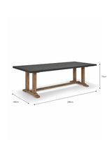 Burcot Dining Table Slate - Acacia Wood & Polystone, Grey, Large