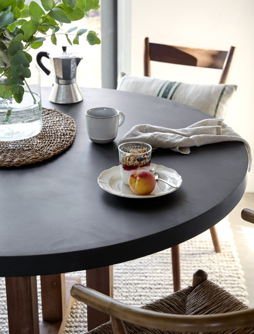 Burcot Round Dining Table Slate Grey - Acacia Wood & Polystone, Medium