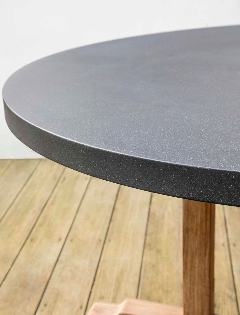 Burcot Round Dining Table Slate Grey - Acacia Wood & Polystone, Medium