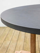 Burcot Round Dining Table Slate Grey - Acacia Wood & Polystone, Medium