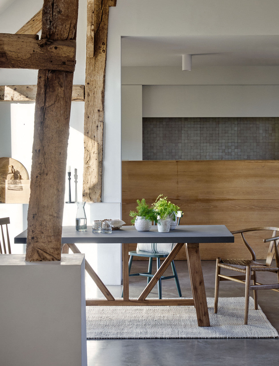 Chilford Dining Table - Acacia Wood & Polystone, Grey, Small