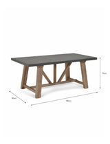 Chilford Dining Table - Acacia Wood & Polystone, Grey, Small