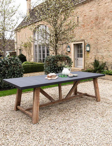 Chilford Dining Table - Acacia Wood & Polystone, Grey, Large