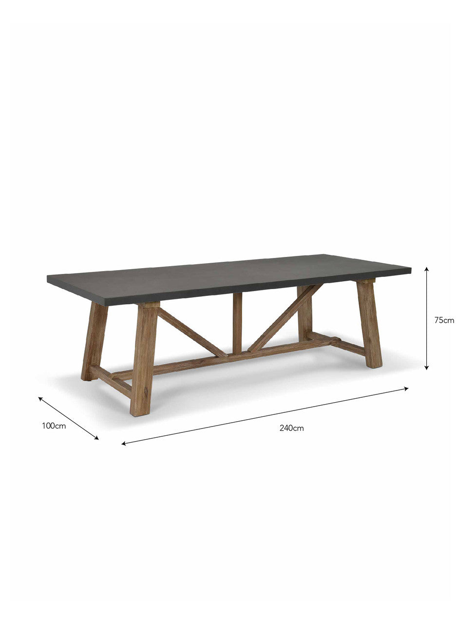Chilford Dining Table - Acacia Wood & Polystone, Grey, Large