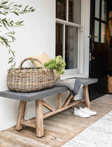 Chilford Bench - Acacia Wood & Polystone, Grey, Small