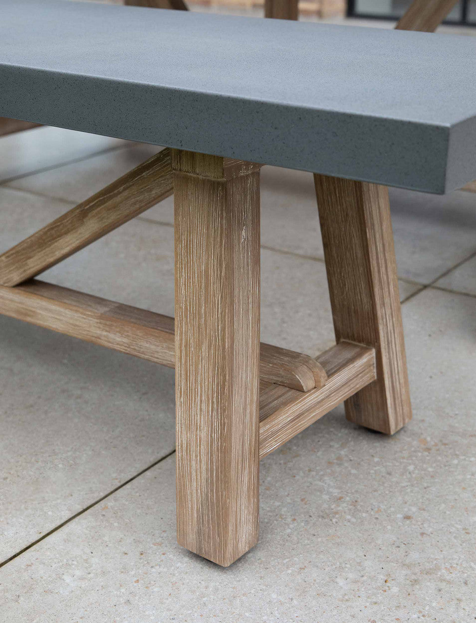 Chilford Bench - Acacia Wood & Polystone, Grey, Small