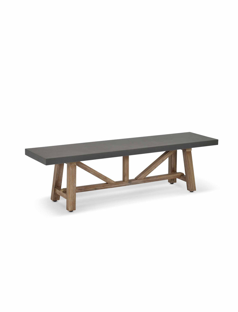 Chilford Bench - Acacia Wood & Polystone, Grey, Small