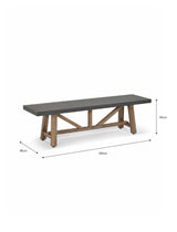 Chilford Bench - Acacia Wood & Polystone, Grey, Small