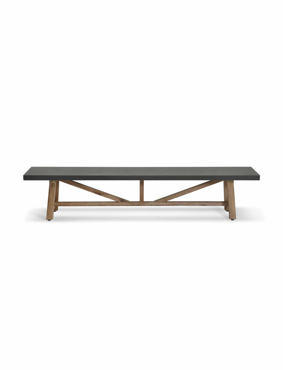 Chilford Bench - Acacia Wood & Polystone, Grey, Large