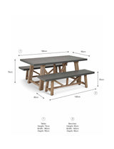 Chilford Table & Bench Set - Acacia Wood & Polystone, Grey, Small