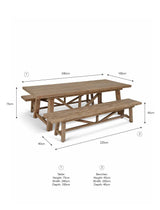 Chilford Solid Table & Bench Set - Acacia Wood, Natural, Large