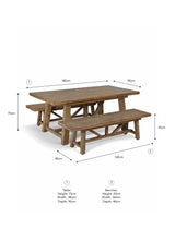 Chilford Solid Table & Bench Set - Acacia Wood, Natural, Small