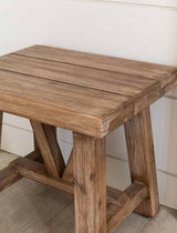 Chilford Solid Side Table Stool - Acacia Wood, Natural