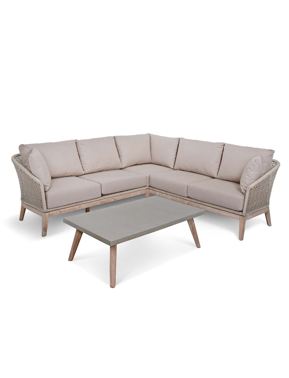 Lynton Corner Sofa Set - Acacia Wood, Grey