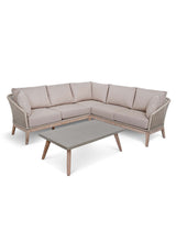 Lynton Corner Sofa Set - Acacia Wood, Grey