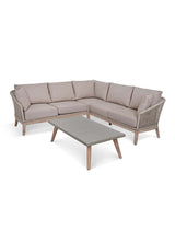 Lynton Corner Sofa Set - Acacia Wood, Grey