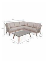 Lynton Corner Sofa Set - Acacia Wood, Grey