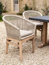 Lynton Dining Chairs With Arms - Acacia Wood, Grey, Set of 2