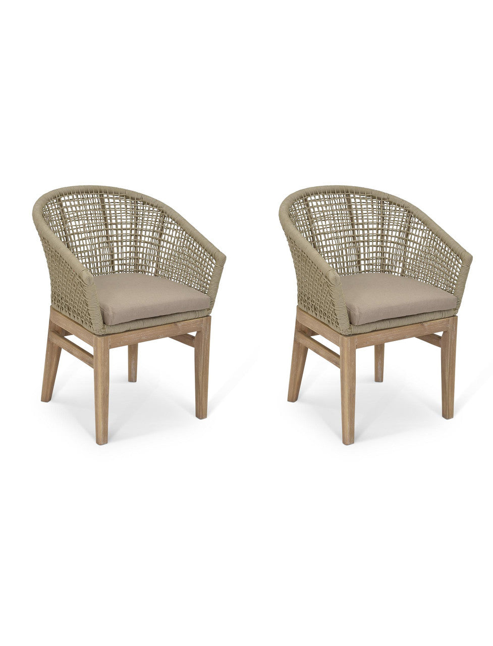 Lynton Dining Chairs With Arms - Acacia Wood, Grey, Set of 2