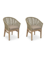 Lynton Dining Chairs With Arms - Acacia Wood, Grey, Set of 2