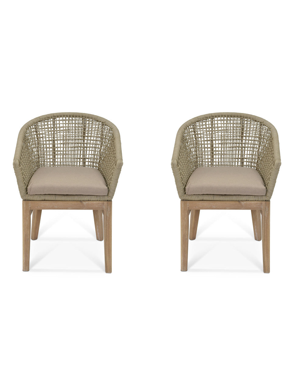 Lynton Dining Chairs With Arms - Acacia Wood, Grey, Set of 2